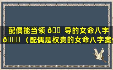 配偶能当领 🐠 导的女命八字 🐋 （配偶是权贵的女命八字案例）